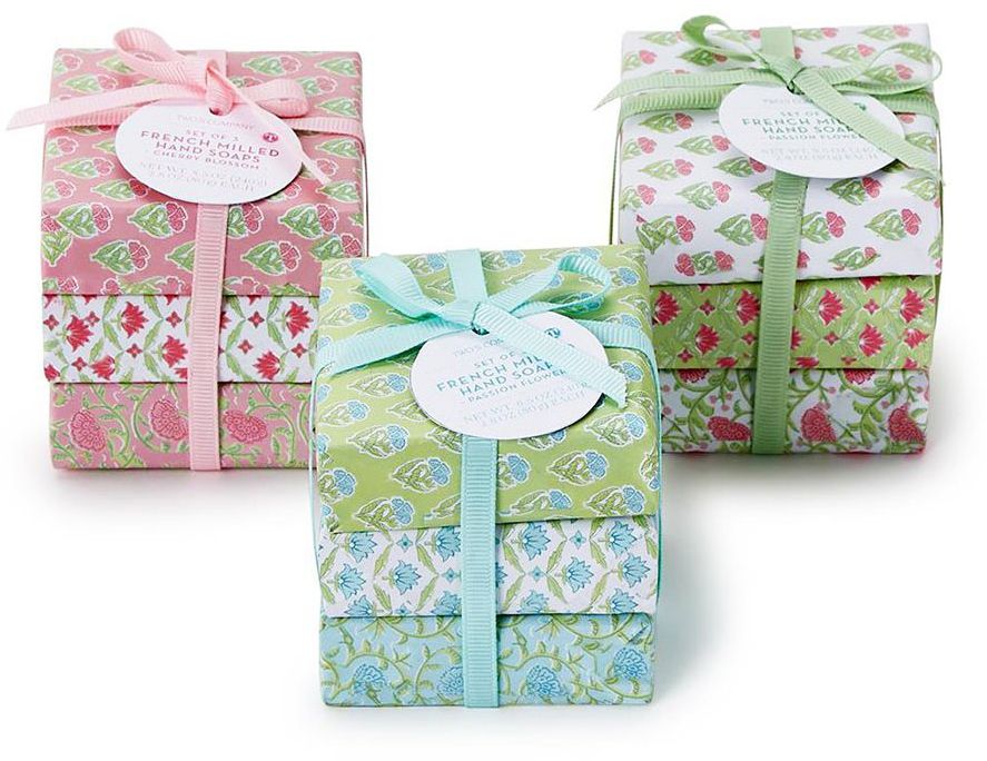 Floral Block Print Wrapped Soap Set of 3 - Assorted