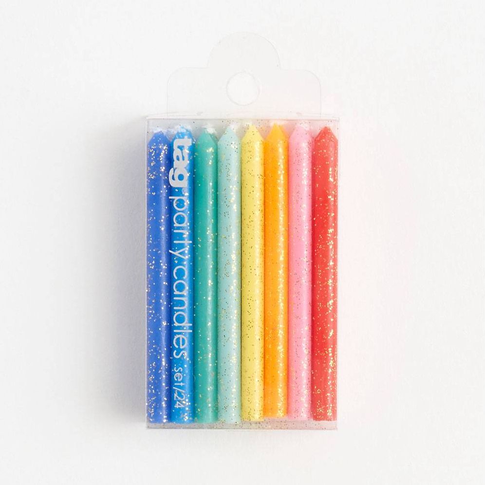Rainbow Glitter Candles