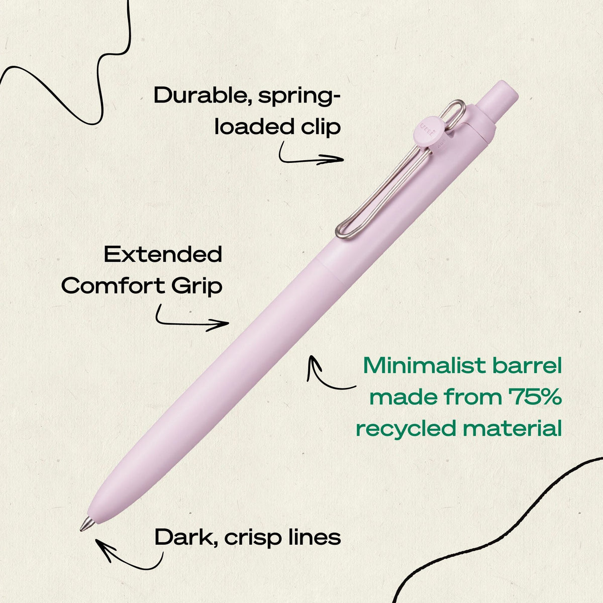 uniball? Zento Liquid Gel RT, Medium Point 0.7mm, Dawn Barrel, Black Ink 5pc
