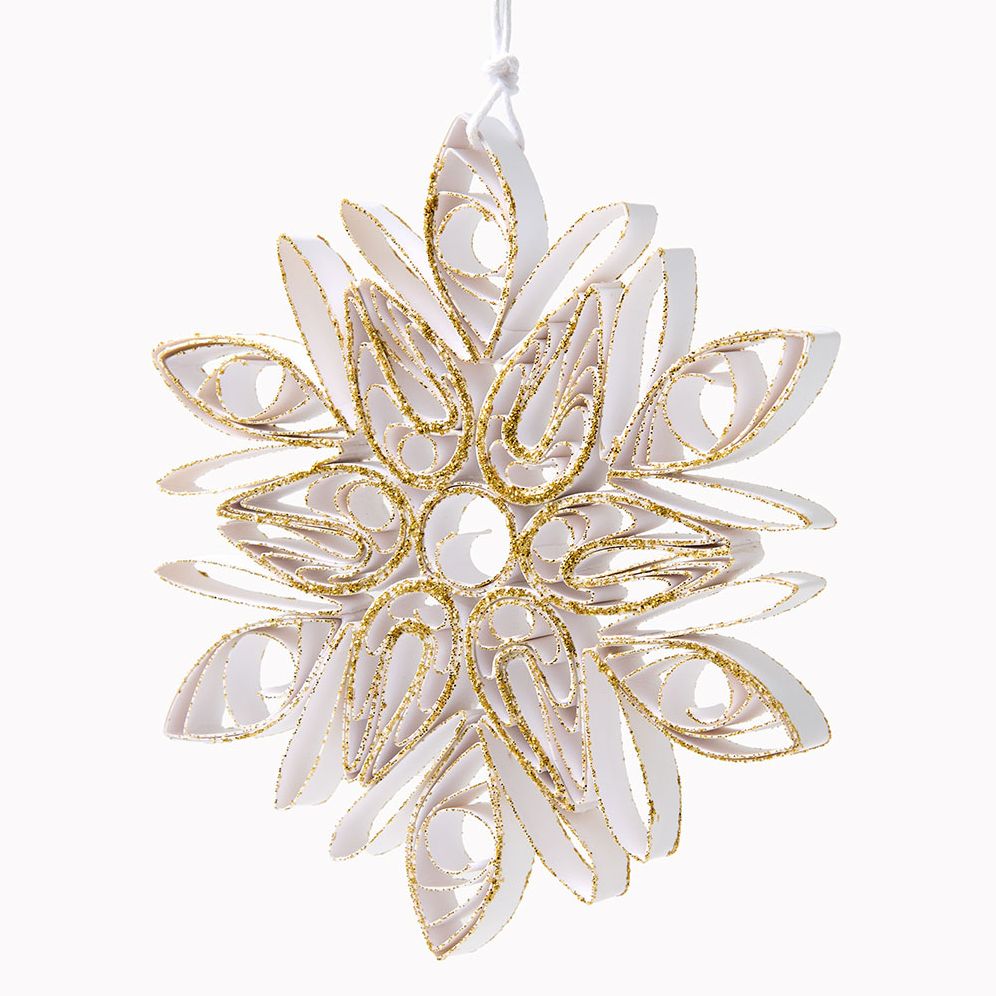 Snowflake Paper Ornament - White & Gold