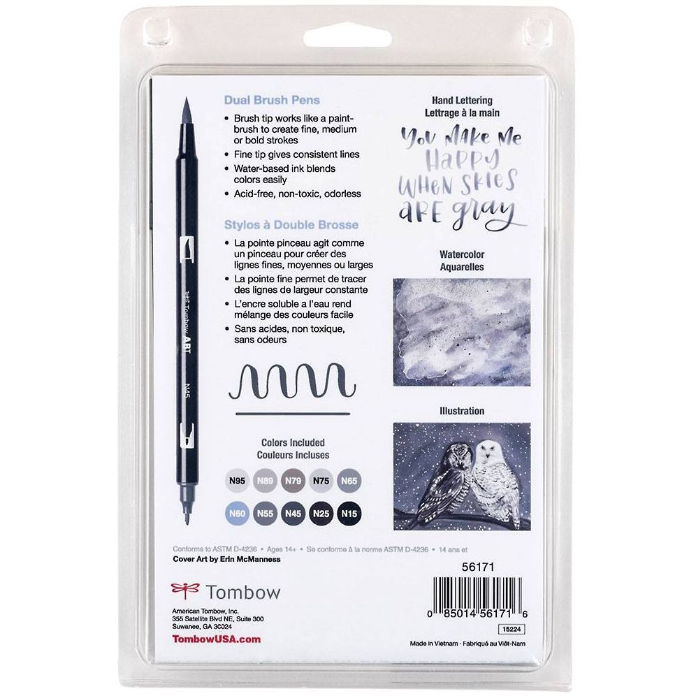 Grayscale Dual Brush Pens