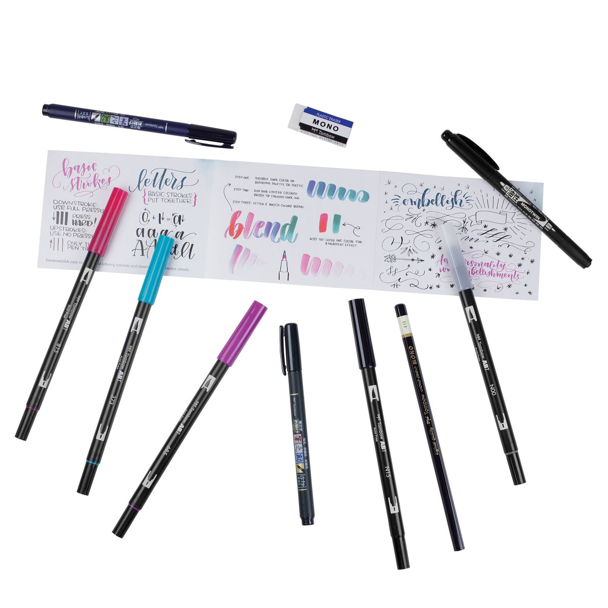 Tombow Lettering in Color Set Updated Palette with Dual Brush Pens and Hand Lettering Tools