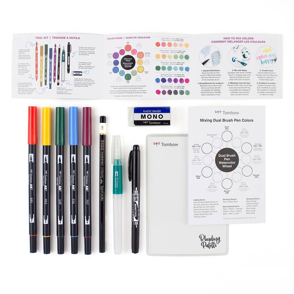Tombow Watercolor Set Complete Kit with Dual Brush Pens, Water Brush, and Accessories