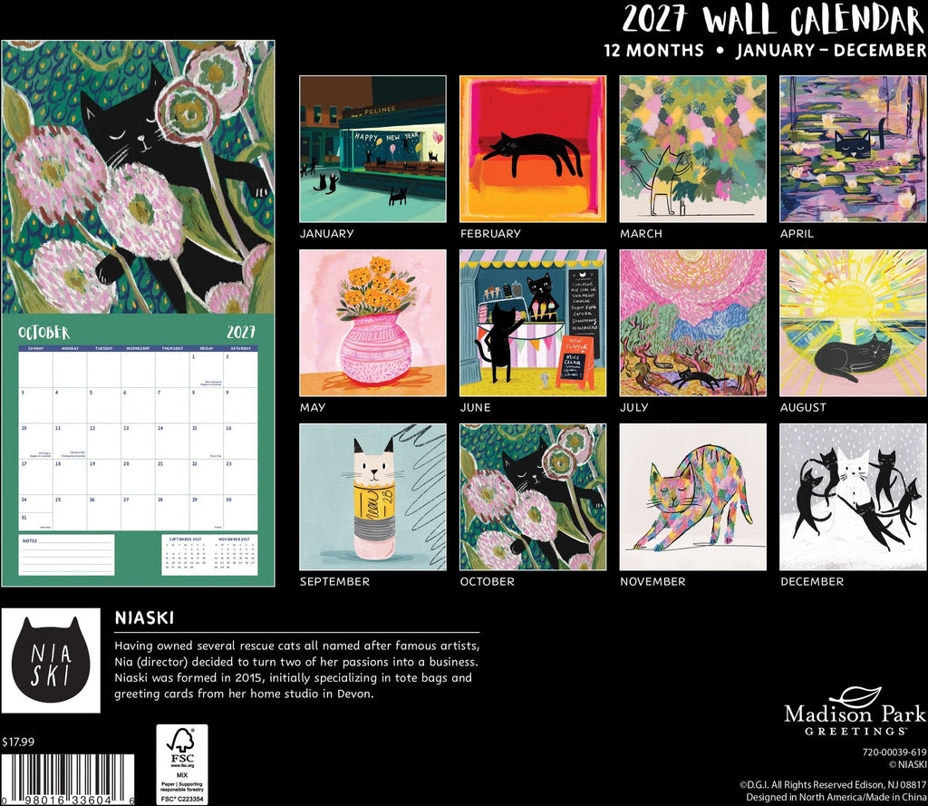 2027 Wall Calendar - Niaski Cats