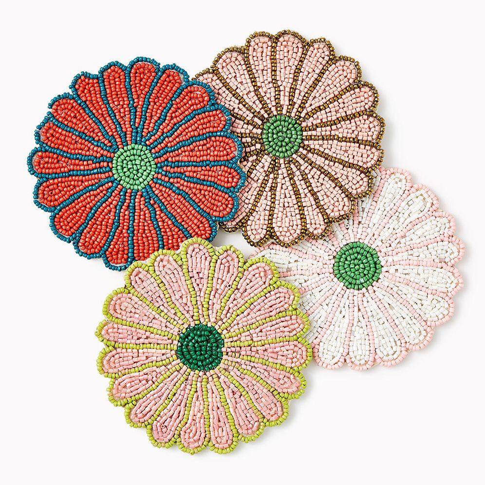 Beaded Floral Coasters