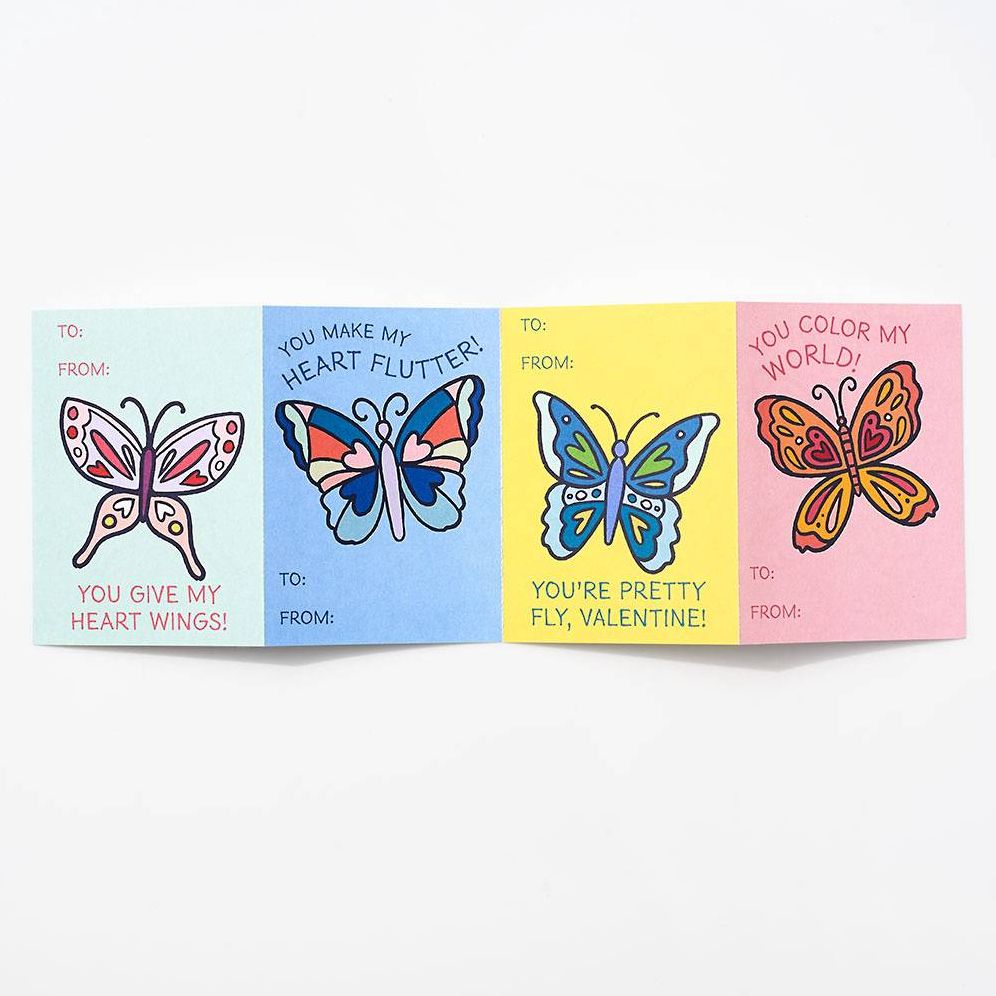 Butterfly Coloring Valentine Card Set