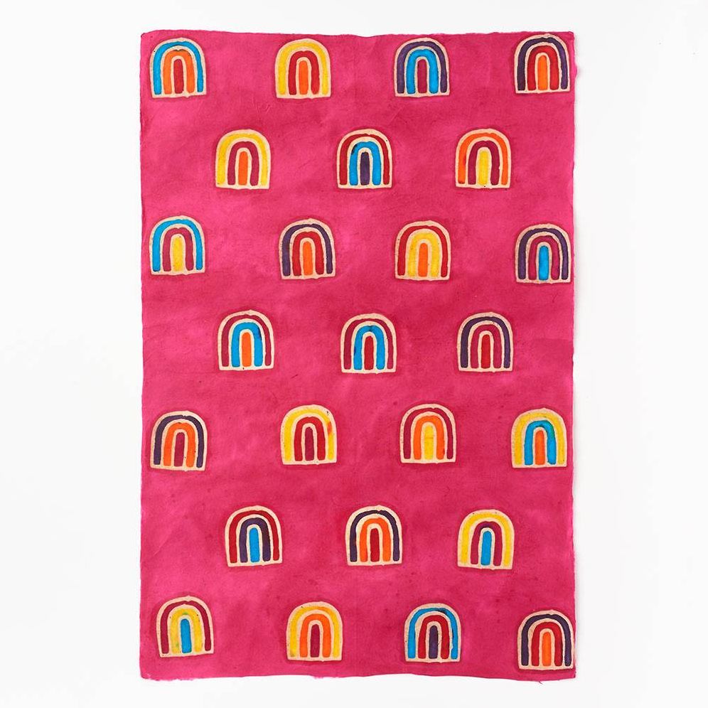 Rainbows on Magenta Handmade Paper