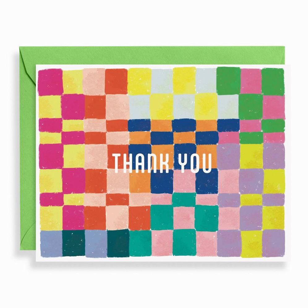 Colorful Check Thank You Stationery Set