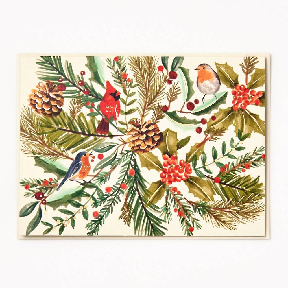 Christmas Watercolor Birds Stationery Set