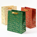 Merry Christmas Script Multicolor Medium Gift Bags S/3