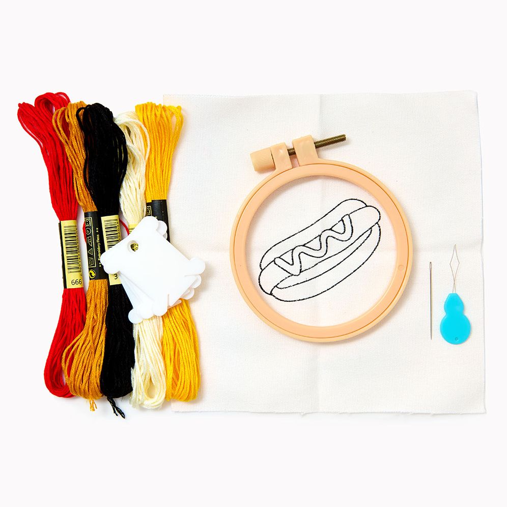 Hot Dog Embroidery Kit