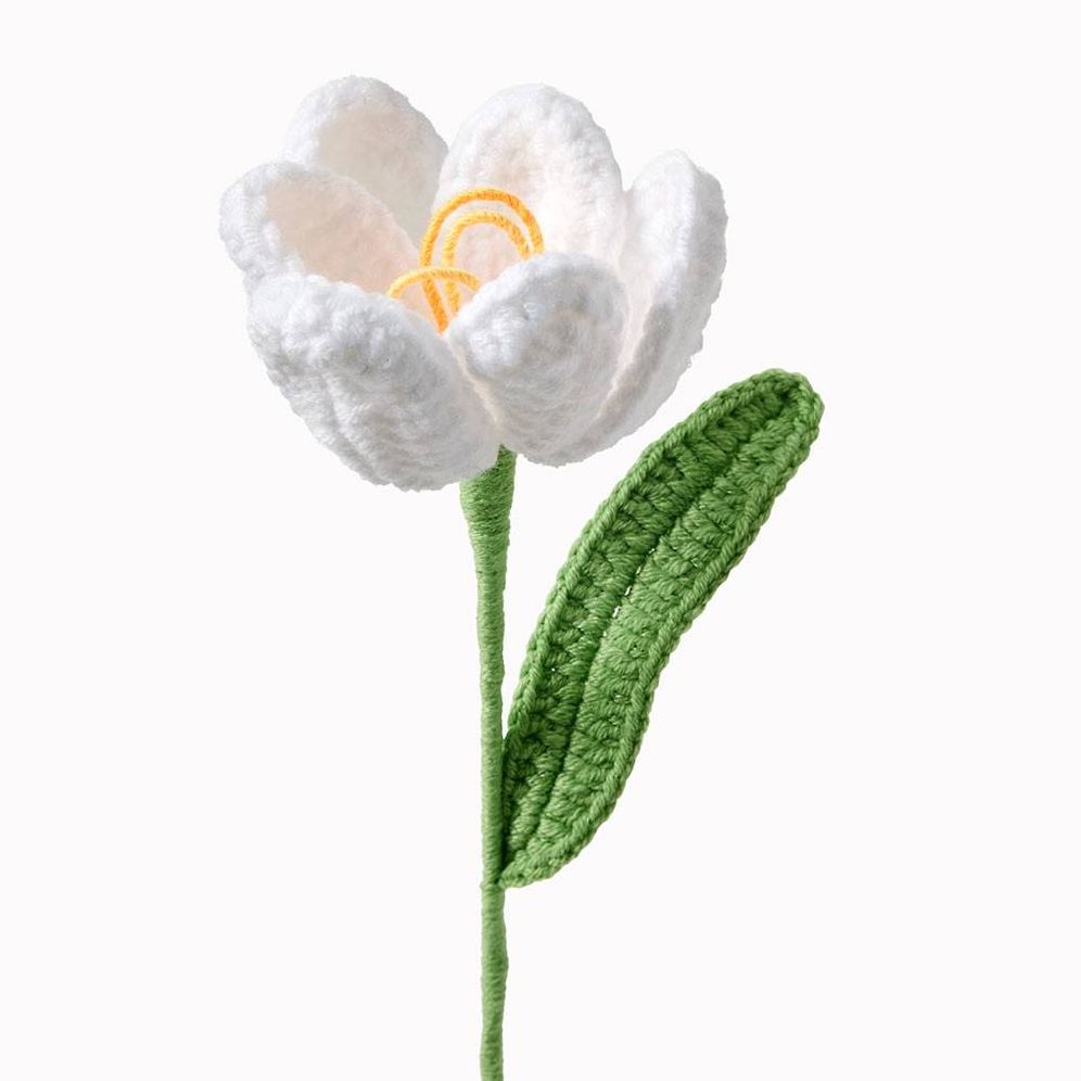 White Tulip Crochet Flower
