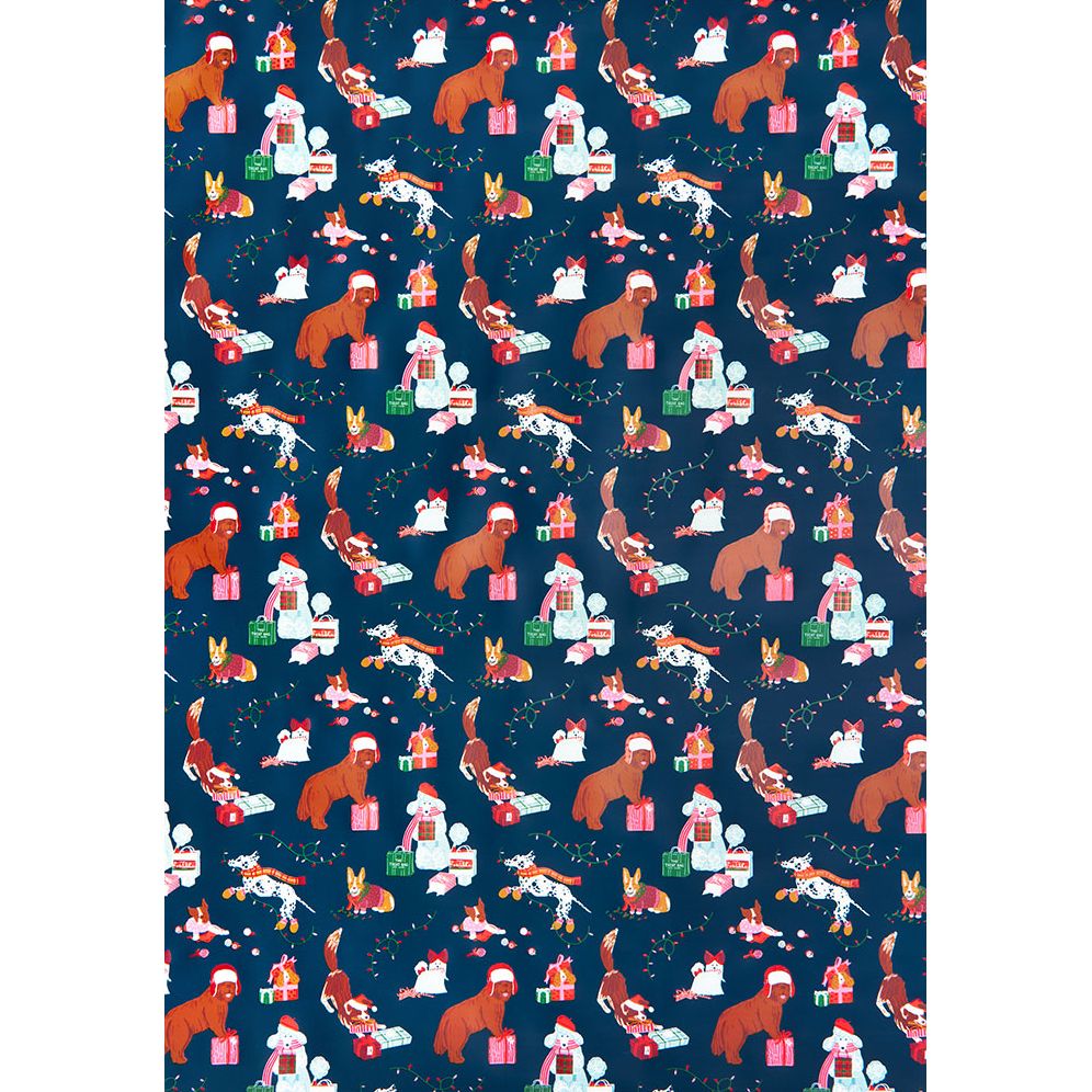 Festive Dogs Stone Wrapping Paper