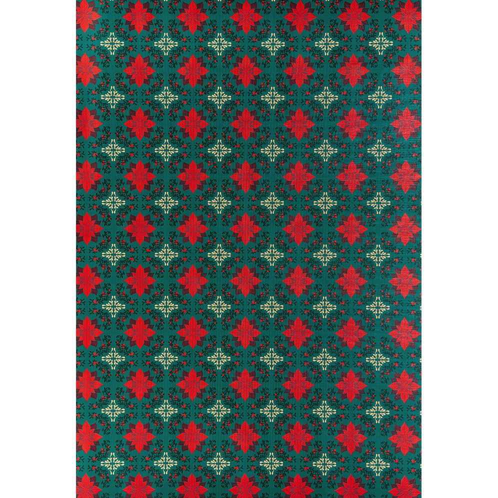 Poinsettia Tile Textured Wrapping Paper