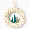 White Felt Pom Wreath with Trees