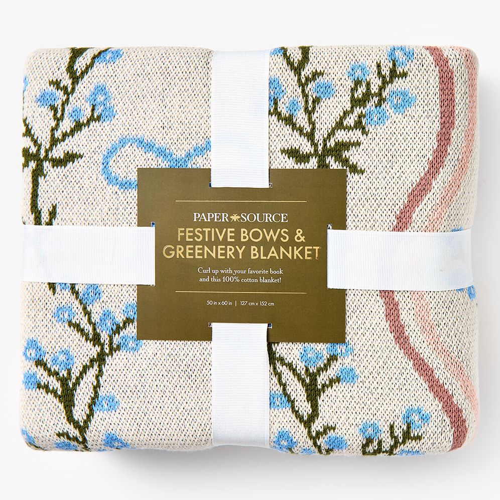 Festive Bows and Greenery Blanket