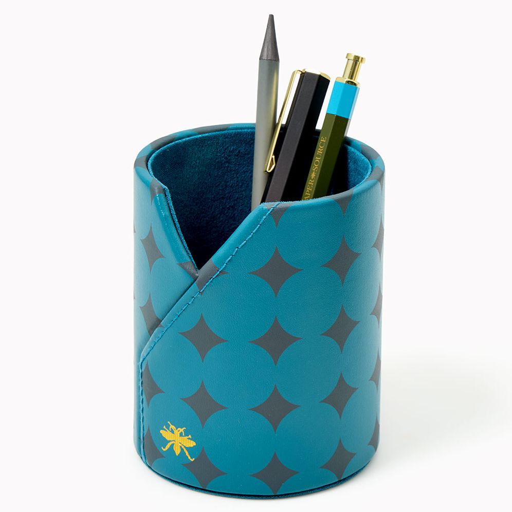 Teal Diamond Paper Wasp Pencil Cup