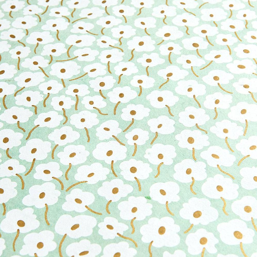 Daisies on Mint Handmade Paper