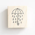 Umbrella with Raindrops Rubber Stamp