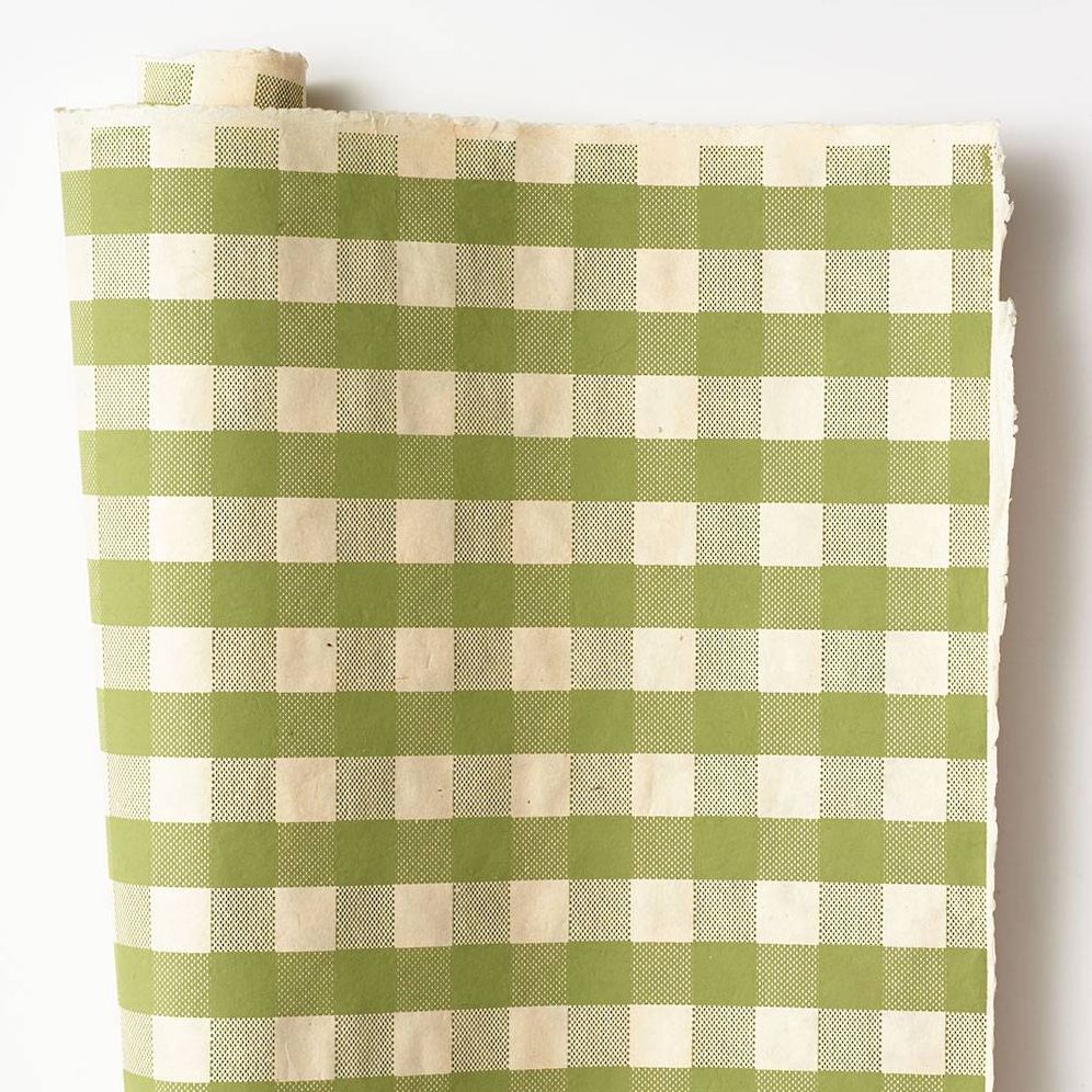 Sage & Cream Plaid Handmade Paper