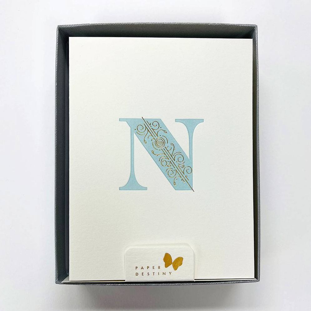 Monogram Letterpress N Stationery Set