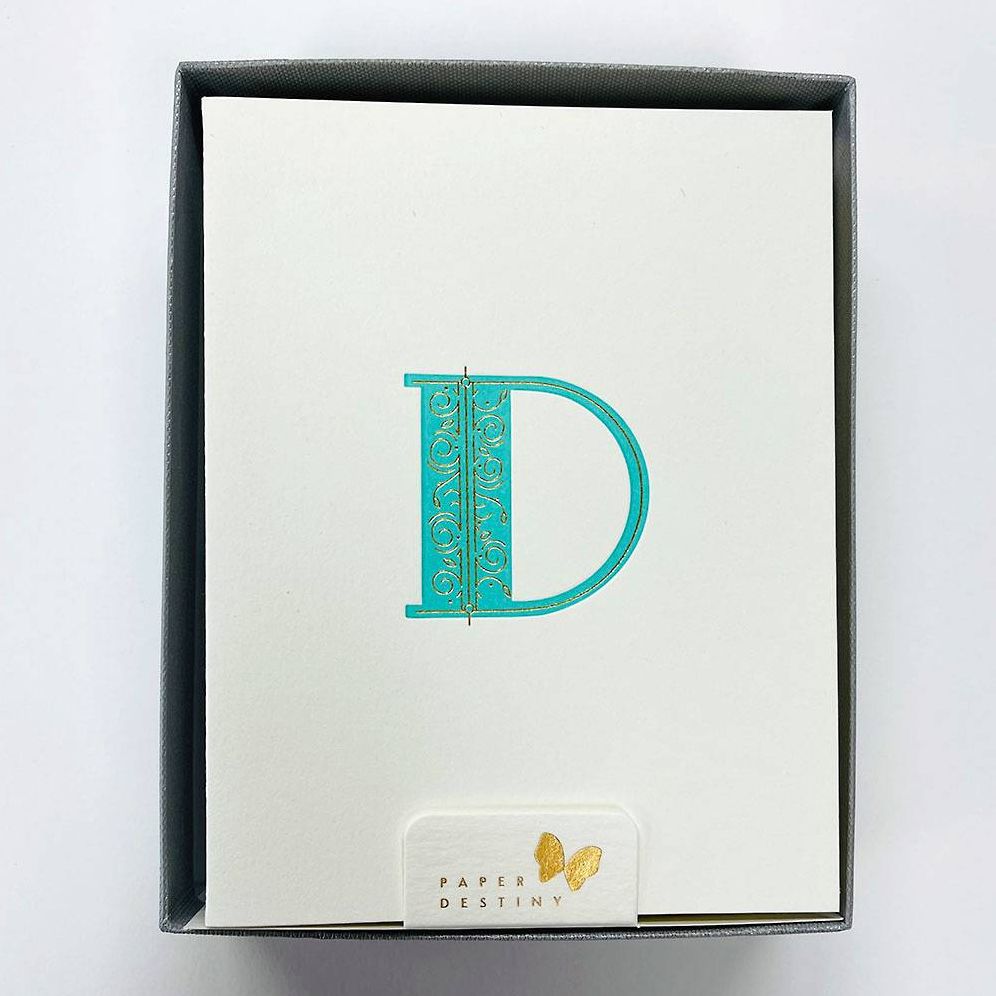 Monogram Letterpress D Stationery Set