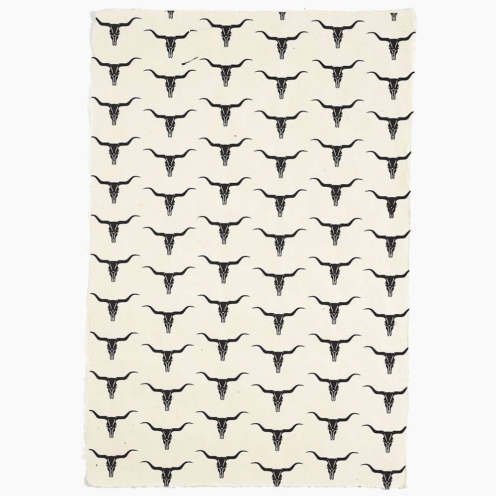 Longhorns on Cream Handmade Paper