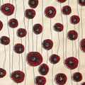 Red Flower Bloom on Cream Handmade Paper
