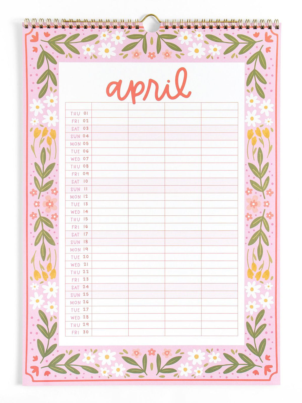 2027 Family Planning Floral Sprial Wall Calendar