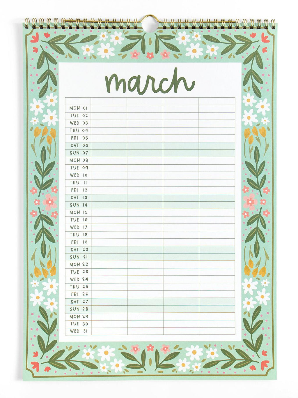 2027 Family Planning Floral Sprial Wall Calendar
