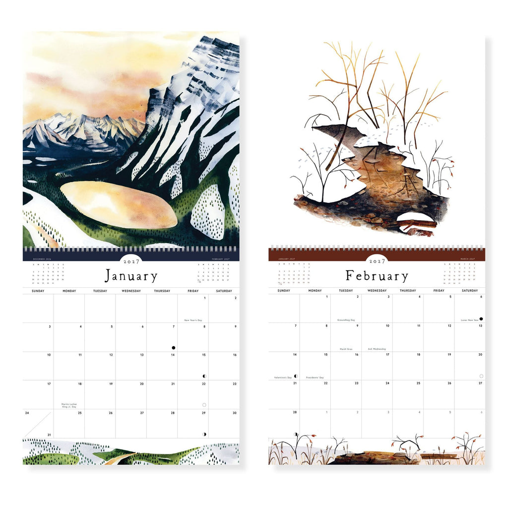 2027 Quiet Earth Watercolor Landscape Wall Calendar