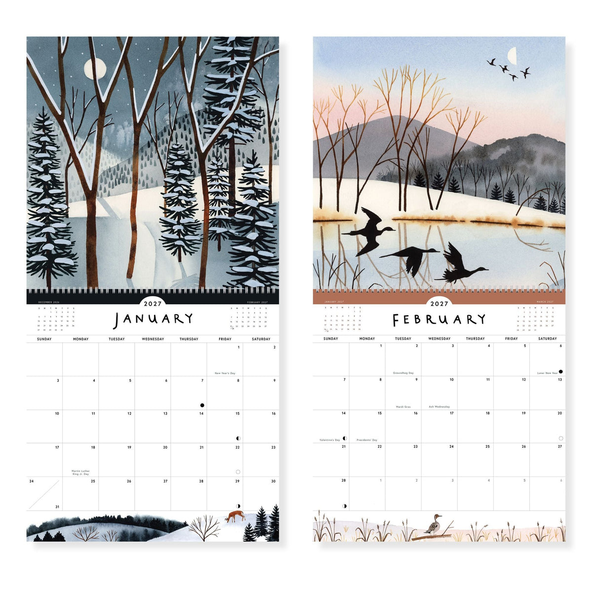 2027 Ode to Joy Watercolor Landscape Wall Calendar