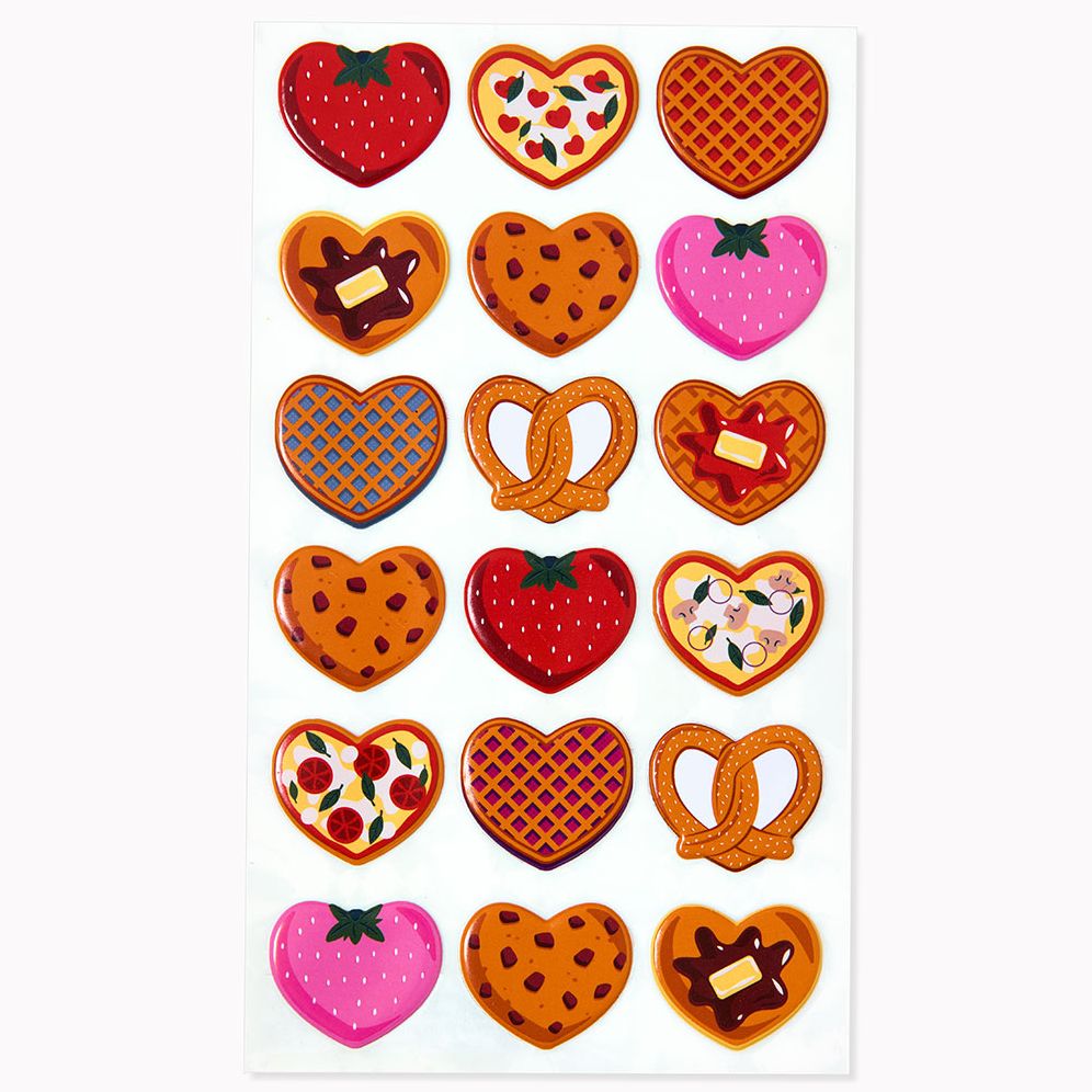 Puffy Food Hearts Sticker Sheet