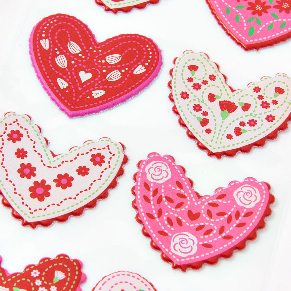 Puffy Folk Heart Sticker Sheet