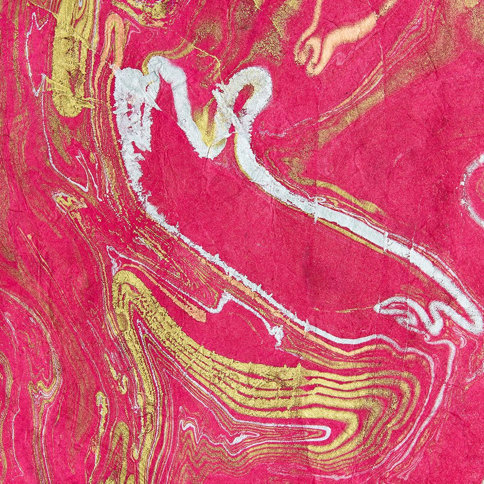 Metallic on Mangenta Marble Handmade Paper
