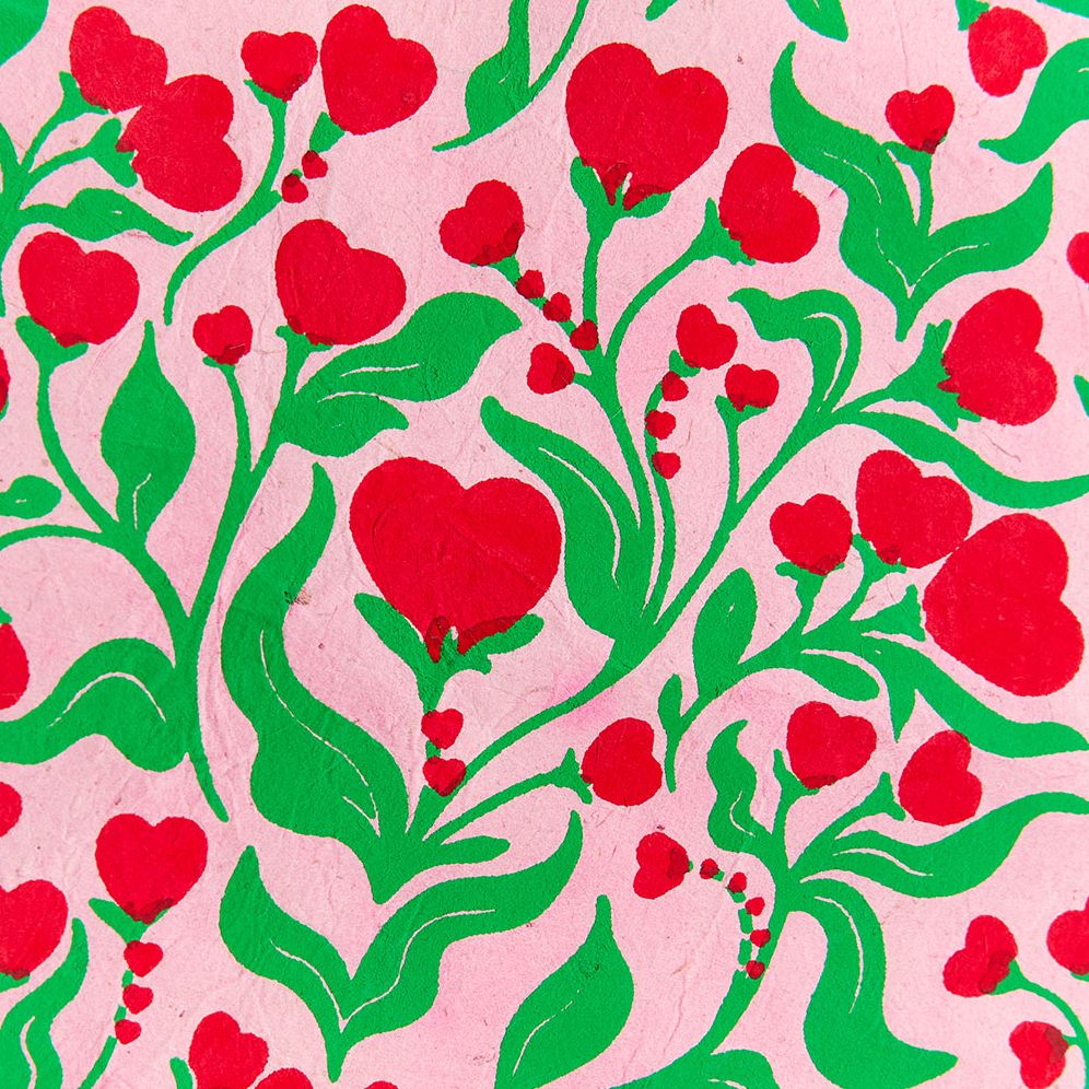 Floral Hearts Handmade Paper