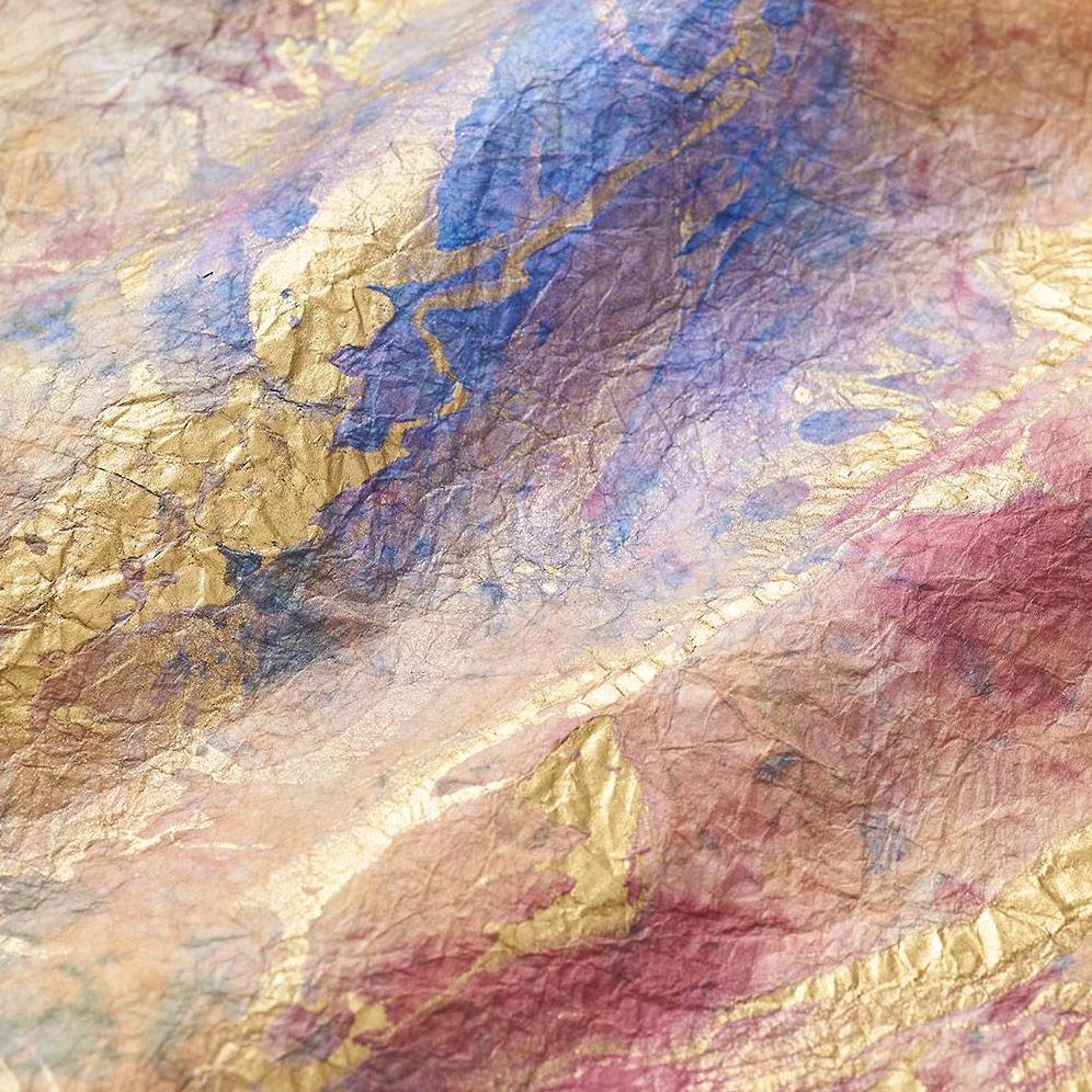 Blue/Purple/Gold Marbled Handmade Paper