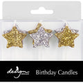 Glitter Silver & Gold Star Candles