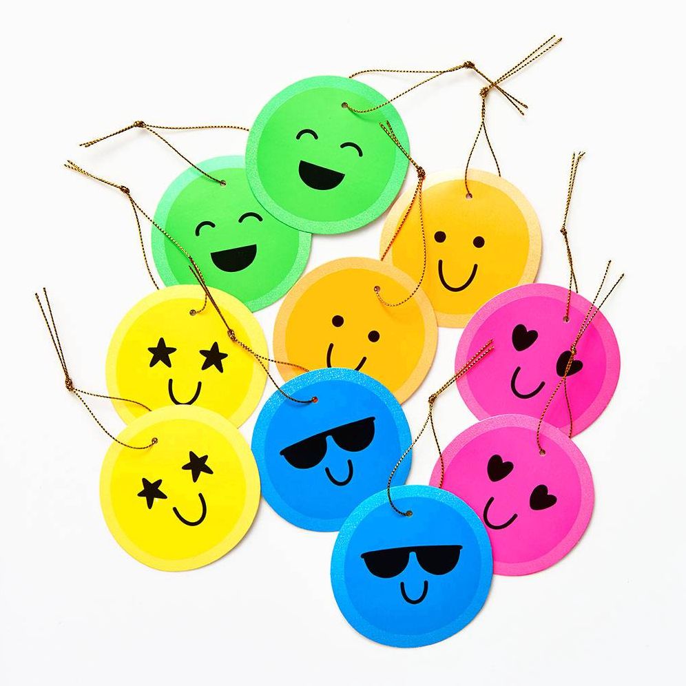 Neon Happy Face Gift Tags