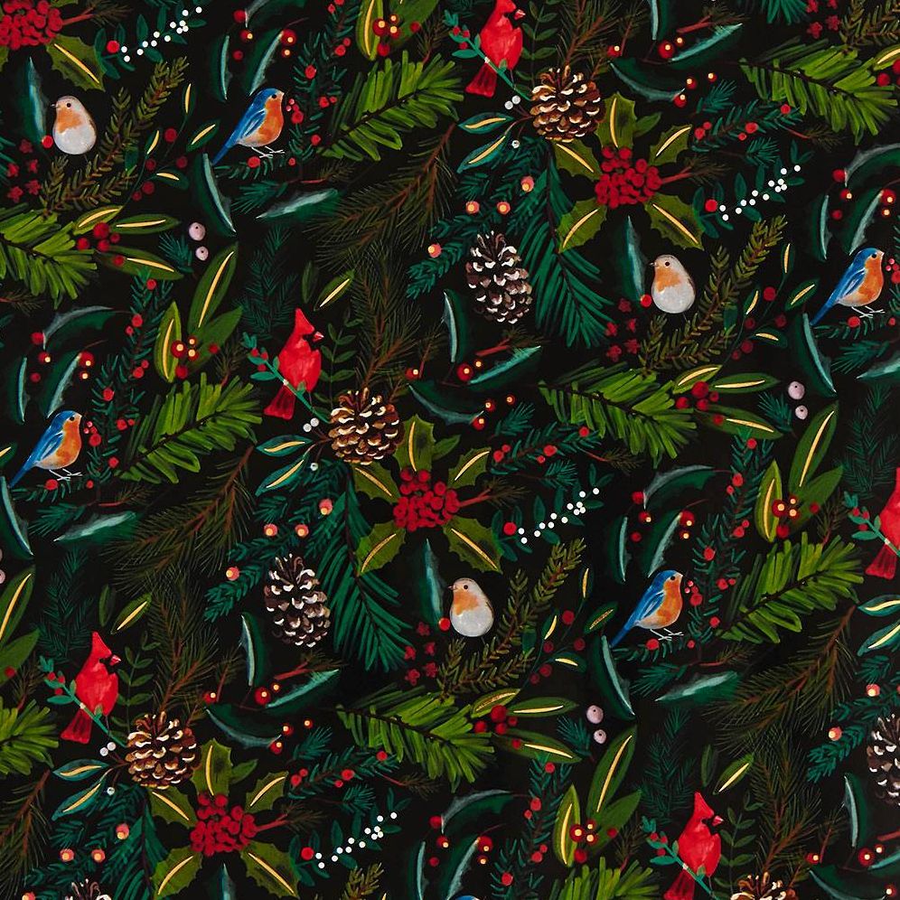 Holly Birds Wrapping Paper