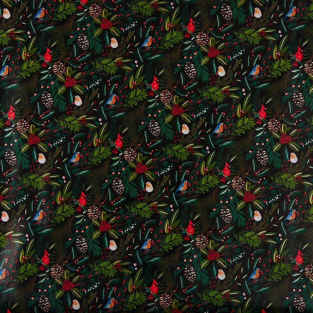 Holly Birds Wrapping Paper
