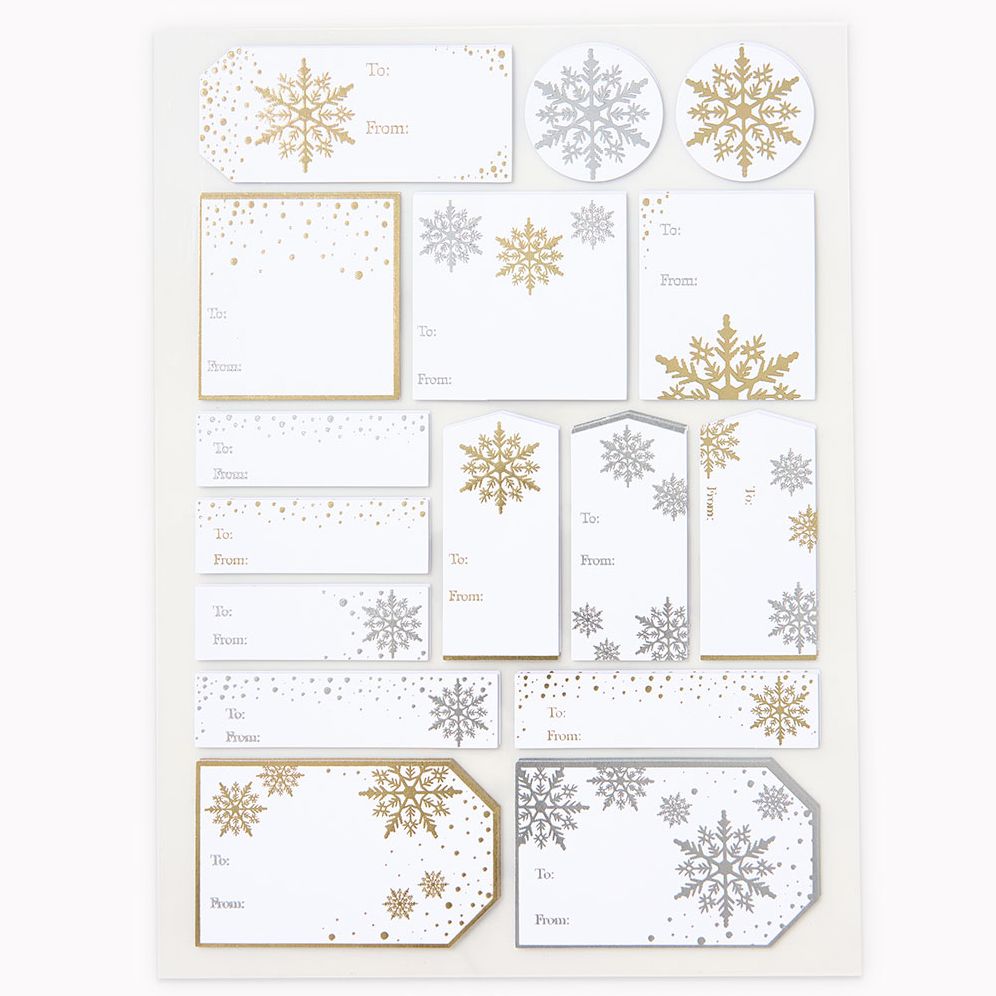 Silver/Gold Snowflakes Adhesive Labels