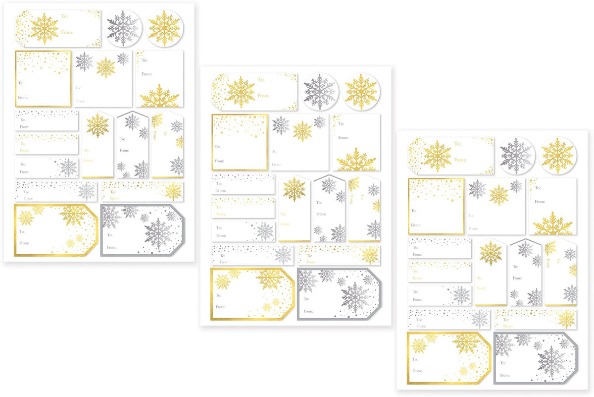 Silver/Gold Snowflakes Adhesive Labels