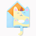 Folding Cat With Party Hat Embellished Birthday Card