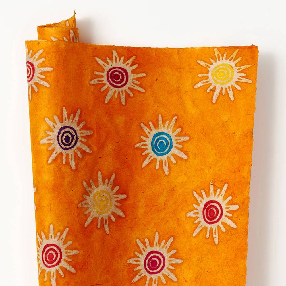 Multi Color Suns On Orange Handmade Paper