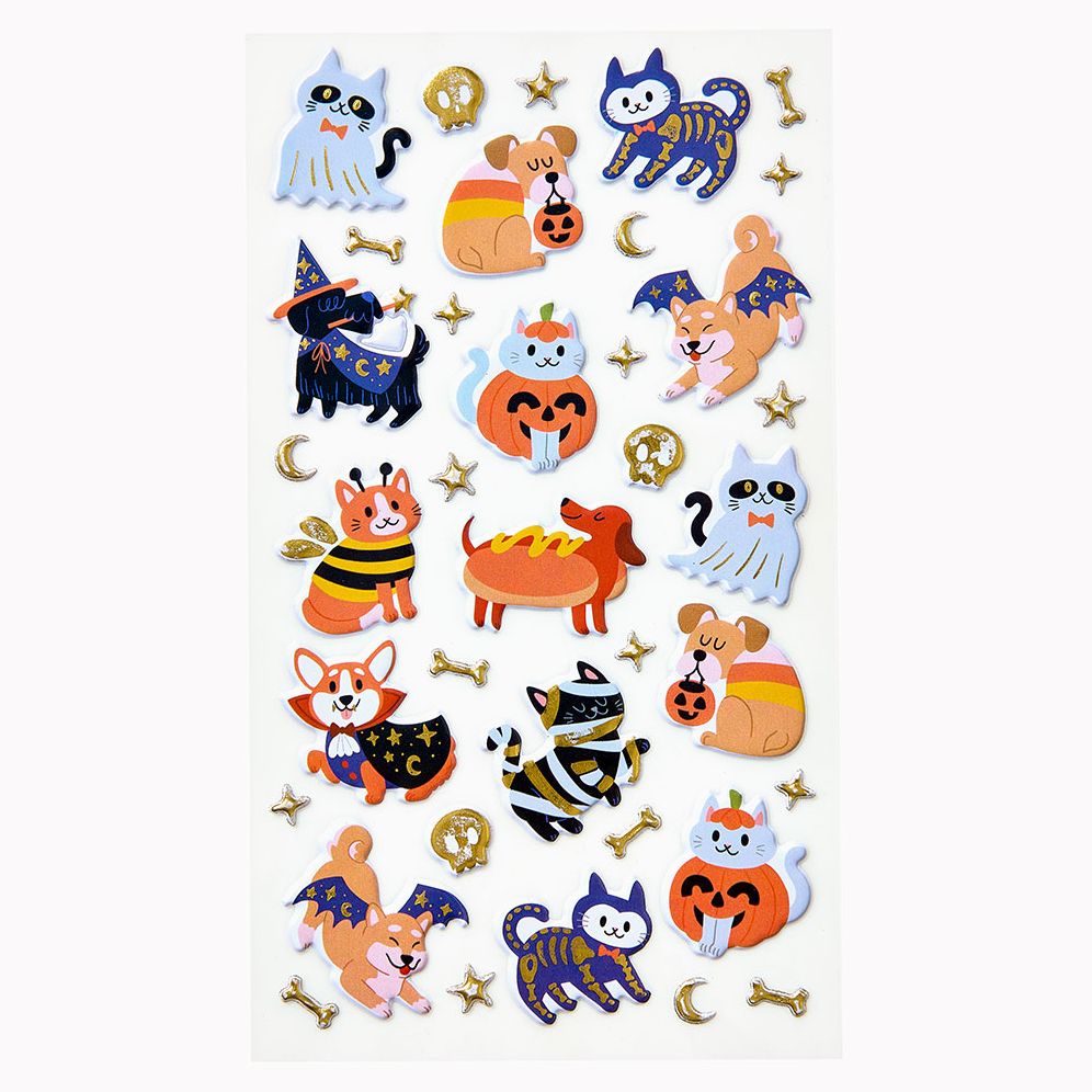 Cat and Dog in Costumes Sticker Sheet