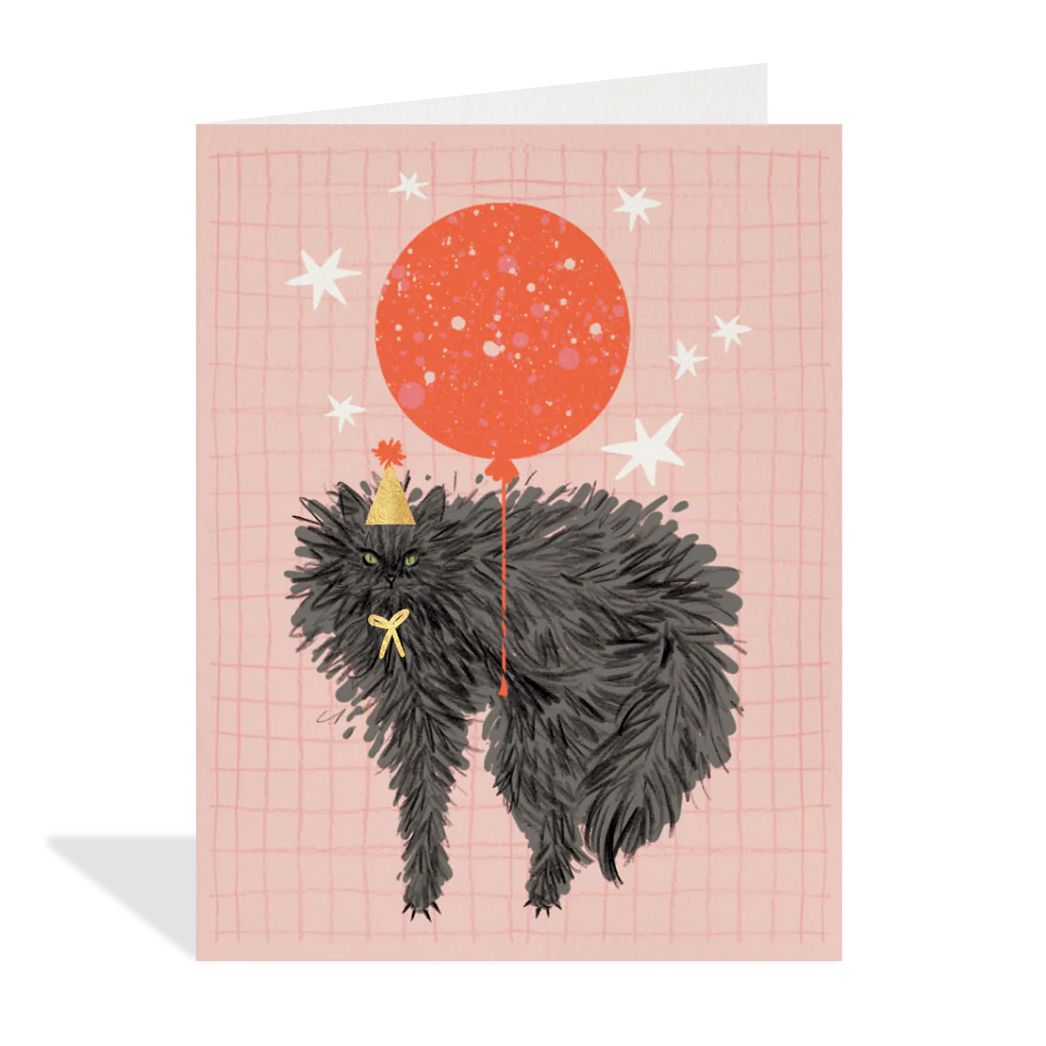 Balloon Cat Birthday Card