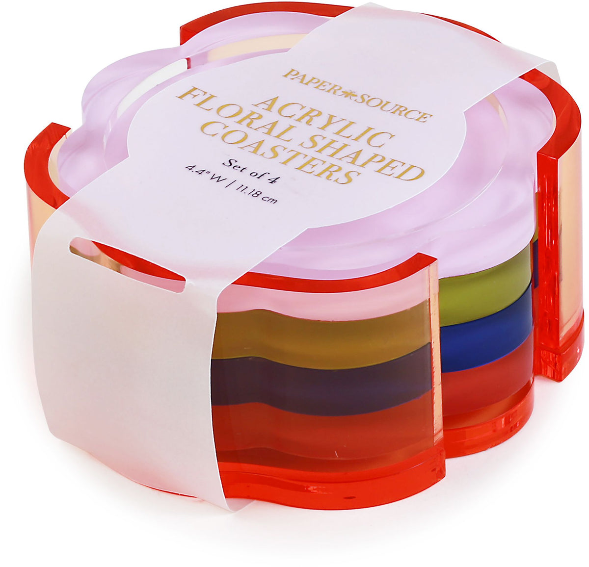 Bright Acrylic Flower Coasters With Holder