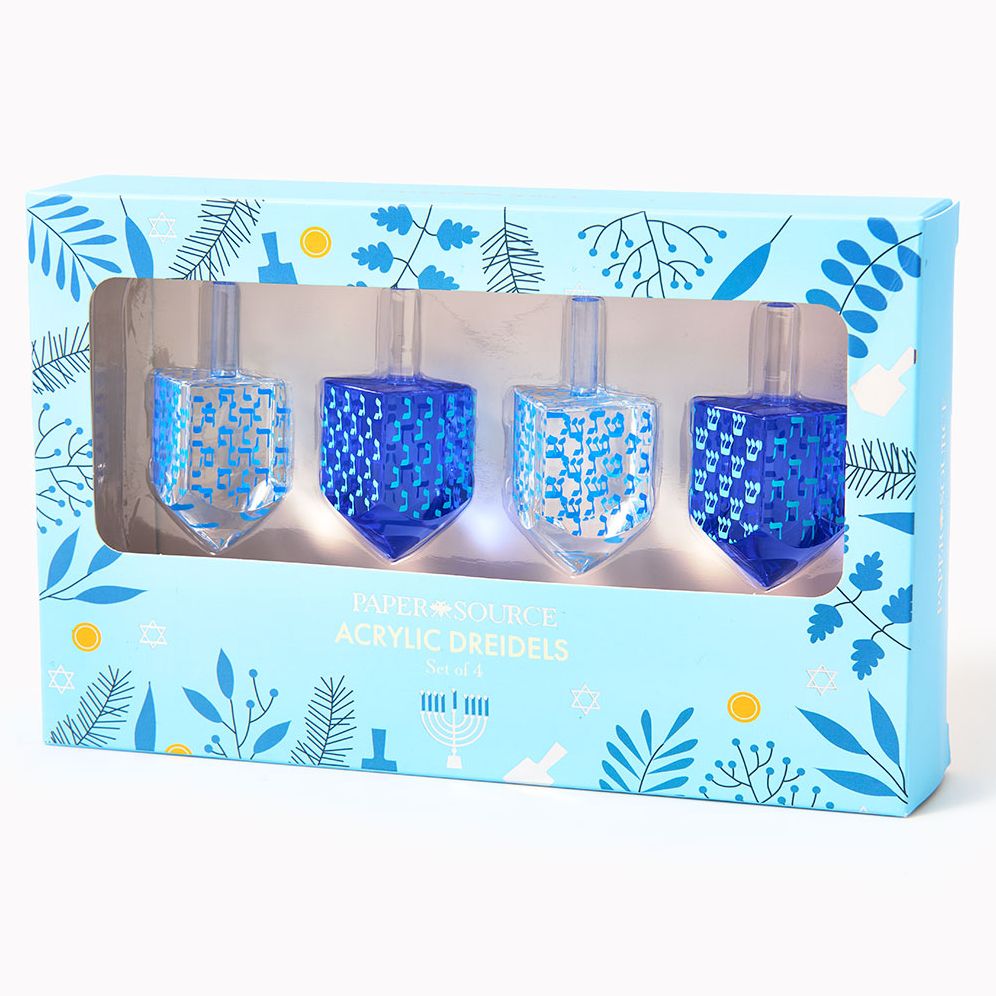 Acrylic Dreidel Set - Blue & White