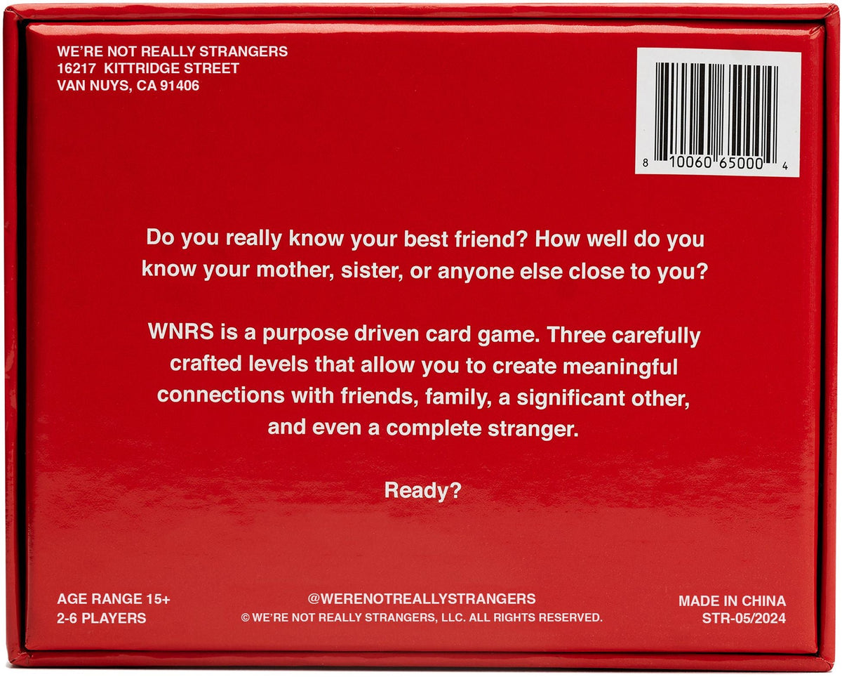 We're Not Really Strangers Card Game